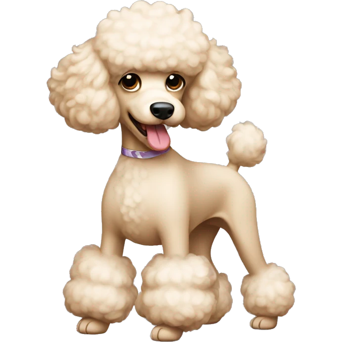Poodle, cream, light brown ears, dancing  emoji
