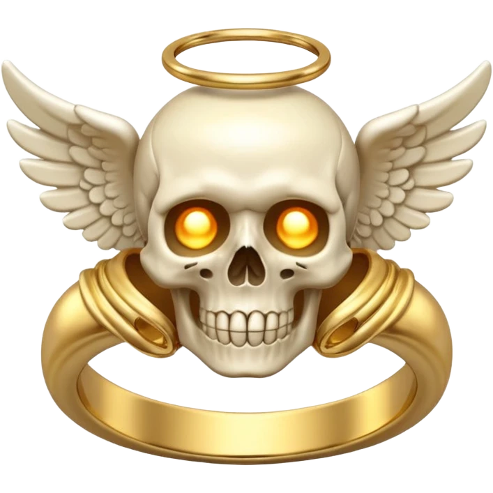 skull with an angel ring glowing effect emoji