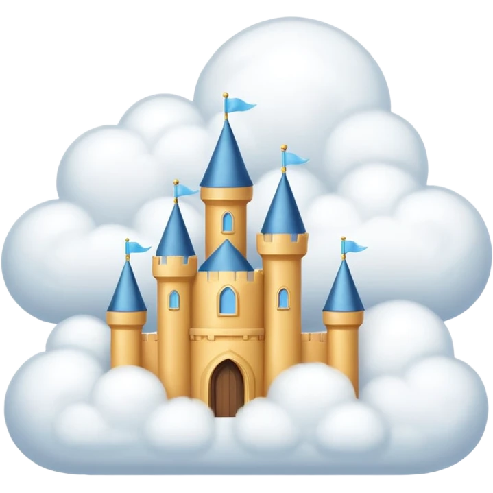 Cloud Castle – White castle resting on fluffy clouds emoji