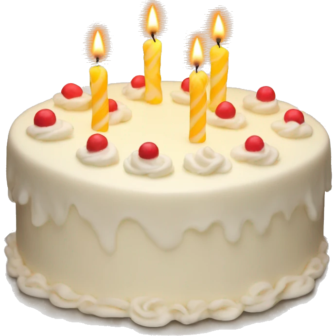 Vanilla Birthday cake with white candles  emoji