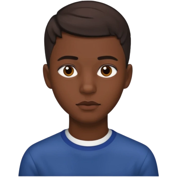 Une homme de 17 ans il a la peau noir foncé , des lèvres pulpeuses  . Il a un taper  emoji