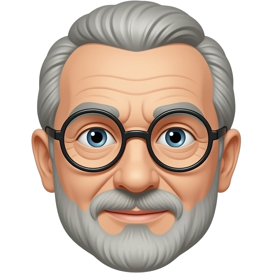 Groucho Marx but with short gray beard, glasses, no shoulders, head only, 65 years old emoji