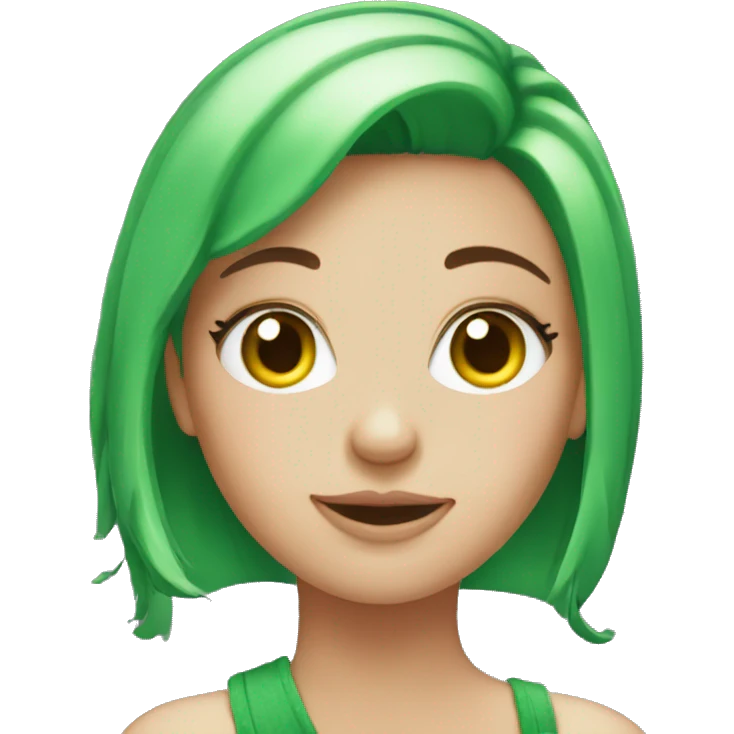 Bright pink haired girl with green eyes  emoji