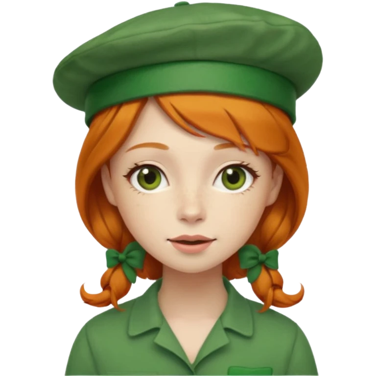 adorable ginger woman with a green painter's hat emoji