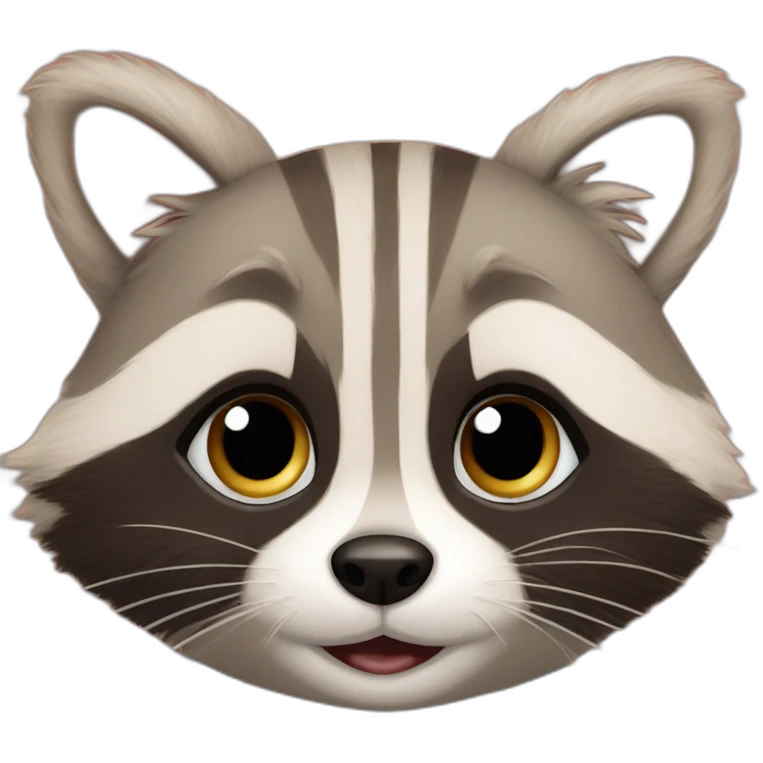 Canadian raccoon looks with loving eyes at a ginger kitten emoji