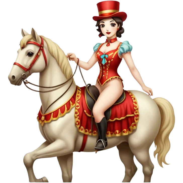 Vintage circus woman standing on horse emoji