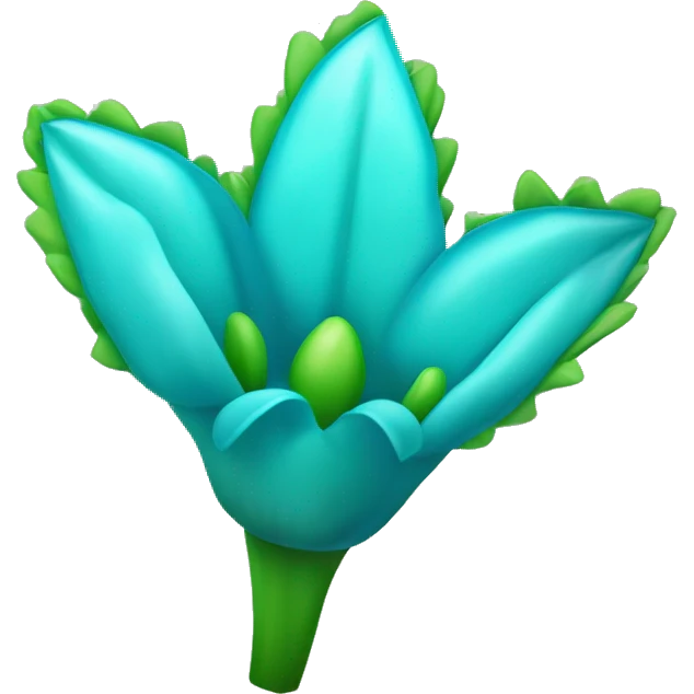 una flor azul con espinas y tallos verdes emoji