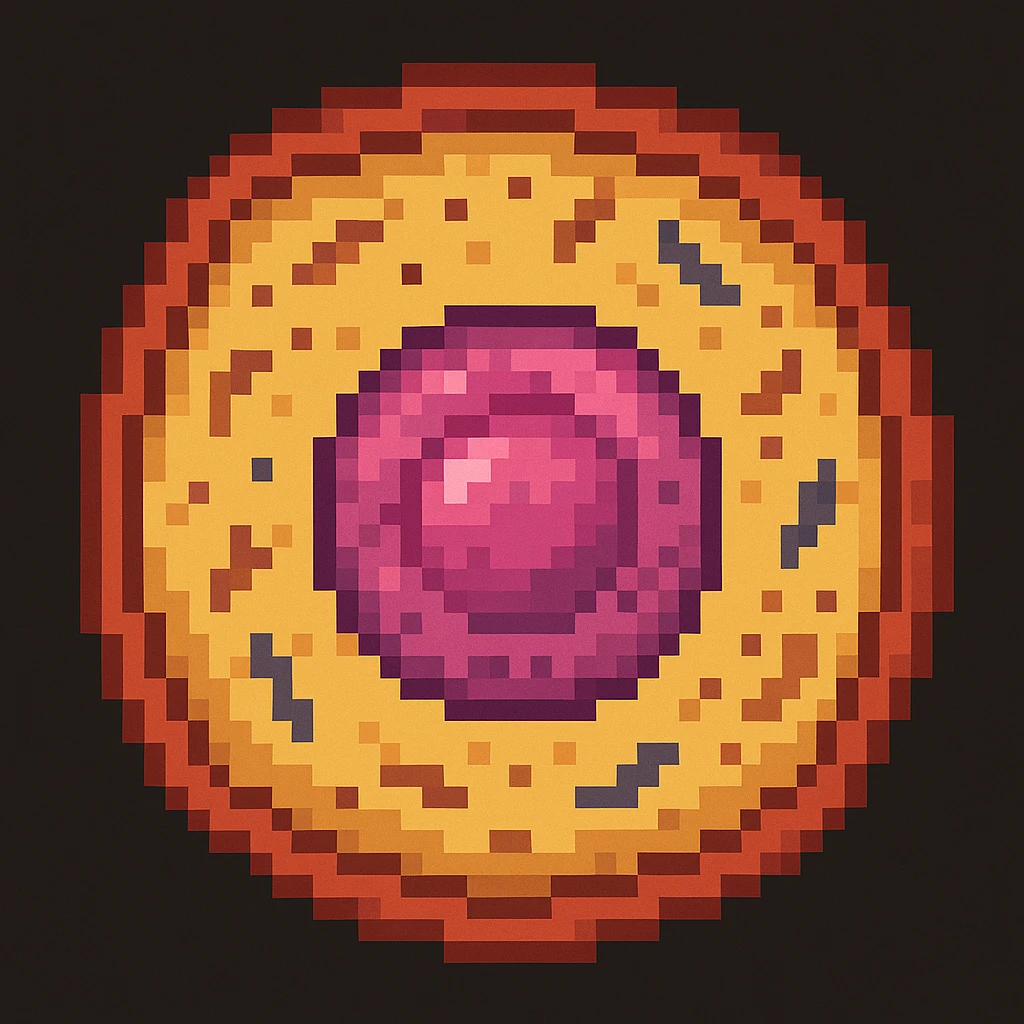 Make the human cell with a prominent nucleus detail in pixel art style emoji