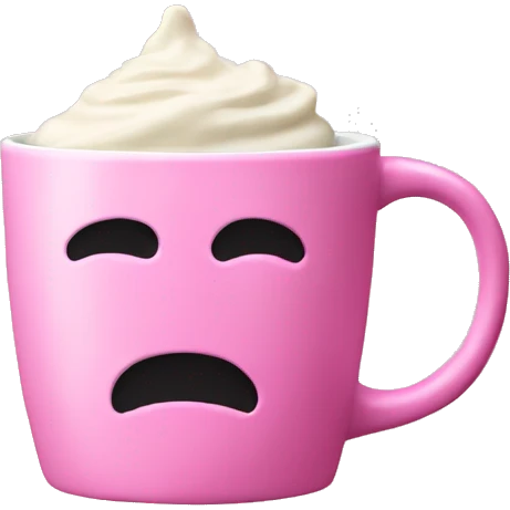 Pink mug with wip cream emoji