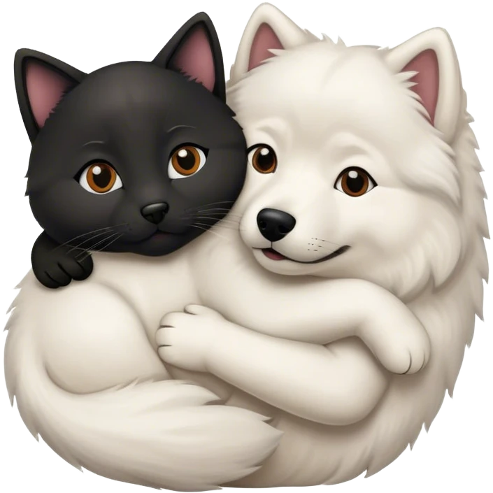 samoyed hug black british cat emoji