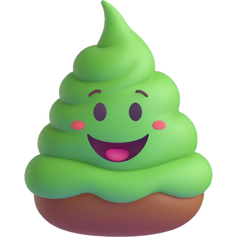 green poop emoji with a smiling face emoji