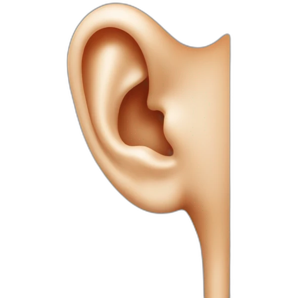 Close up of an ear, wearing a wireless earbud  emoji