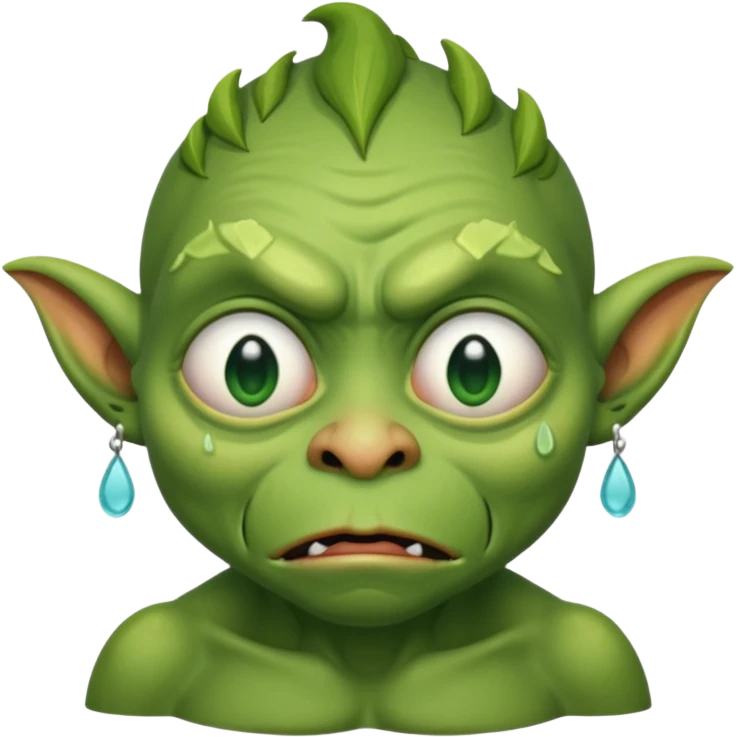 Goblin is crying with big tears in his eyes  emoji