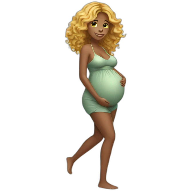 adorable pregnant full body women with beach-wave-hair emoji