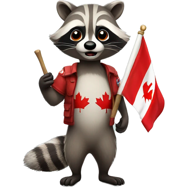 raccoon holding canada flag emoji