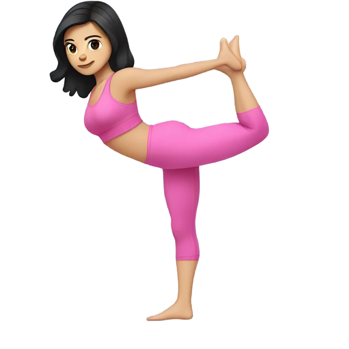 White girl with black hair pilates pink emoji