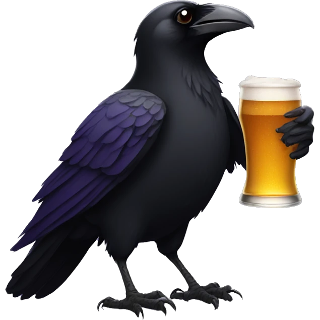 raven holding a beer emoji