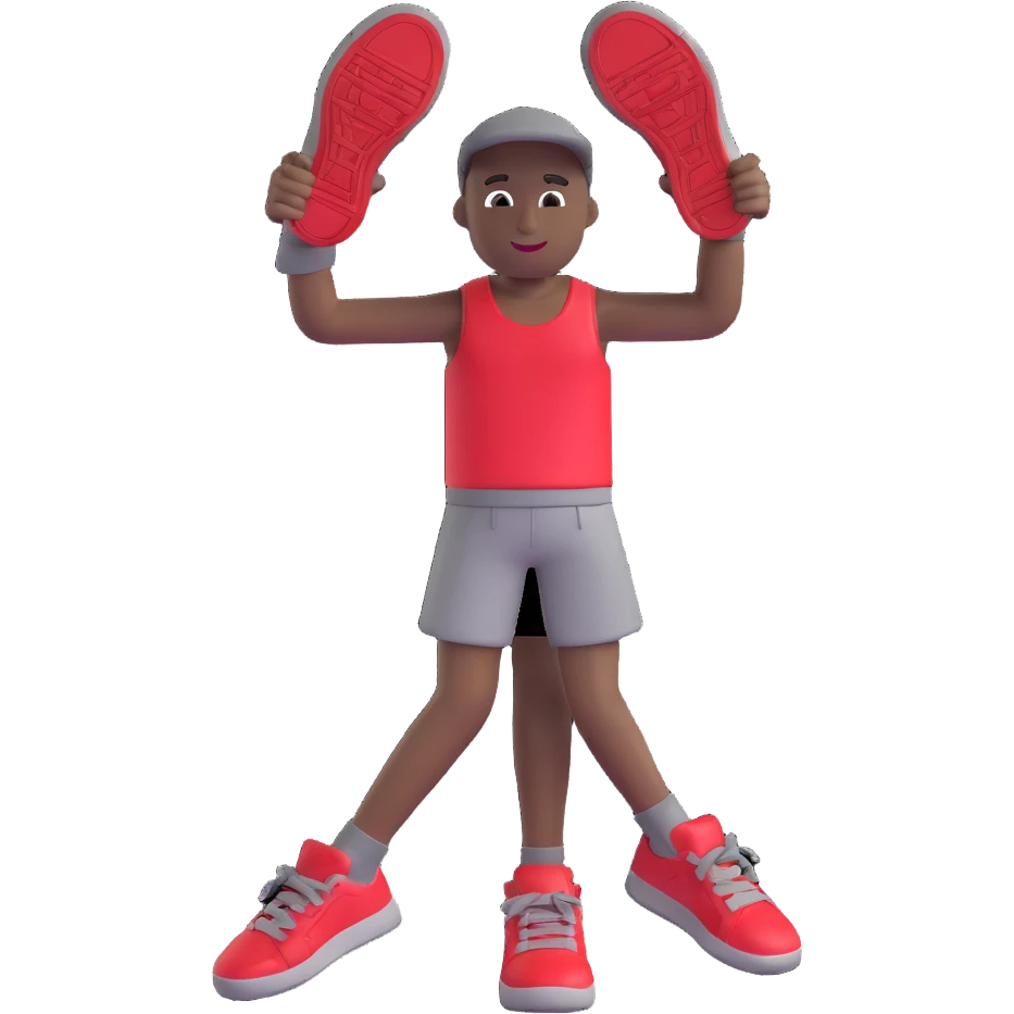 3D Emoji style sneaker inspired by DJ Khaled's Grateful Air Jordan Retro 3 in University Red, Black, and Cement Grey, with cartoon arms and legs, playful pose emoji