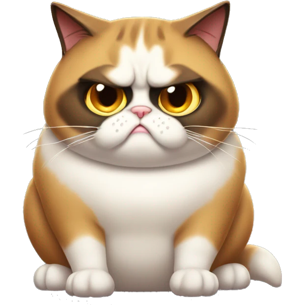 very fat cat, grumpy cat wearing haloween costume emoji