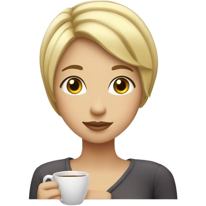Girl sipping tea with short blonde hair emoji