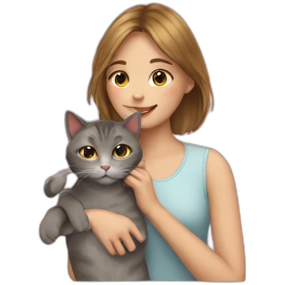Cat and girl emoji
