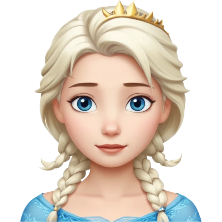 Кинематографический реалистичный портрет Эльзы с реалистичной текстурой кожи, мягким естественным освещением и изящно детализированными платиново-русыми волосами Её  выразительные голубые глаза излучают уверенность, спокойное выражение. Портрет отличается мягким чарующим сиянием с прохладной emoji