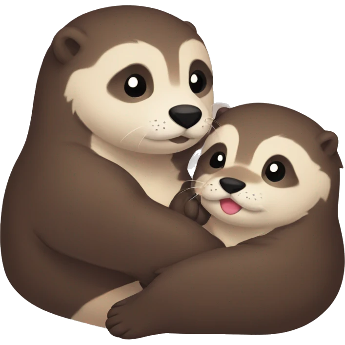 Cuddling cute otters boyfriends love emoji