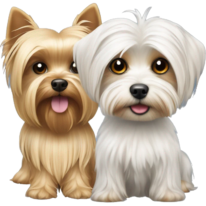 Maltese and Yorkshire terrier are friends emoji