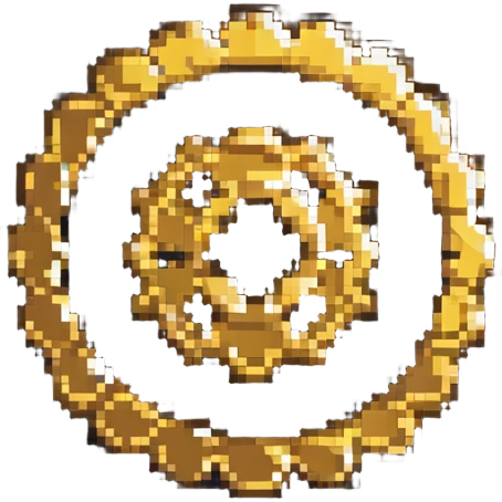 brass gear in Minecraft style, pixel art, shiny brass color emoji