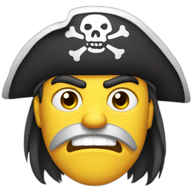 white pirate with angry face emoji