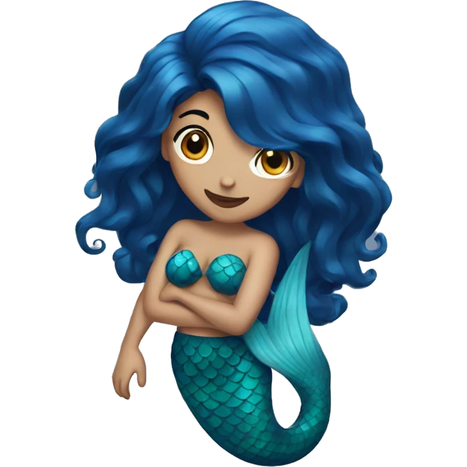 Mermaid with dark blue hair emoji