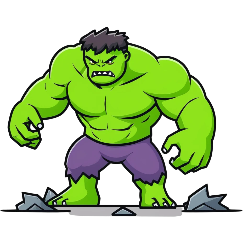 World Breaker Hulk, ultimate green monster with earth-shattering power, cracked ground beneath him emoji