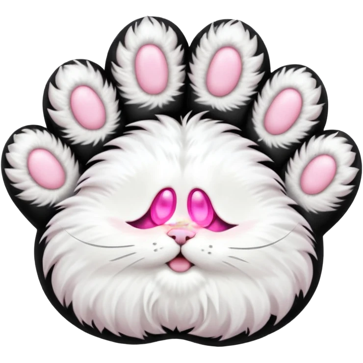 Fluffy white cat paw with six toes emoji
