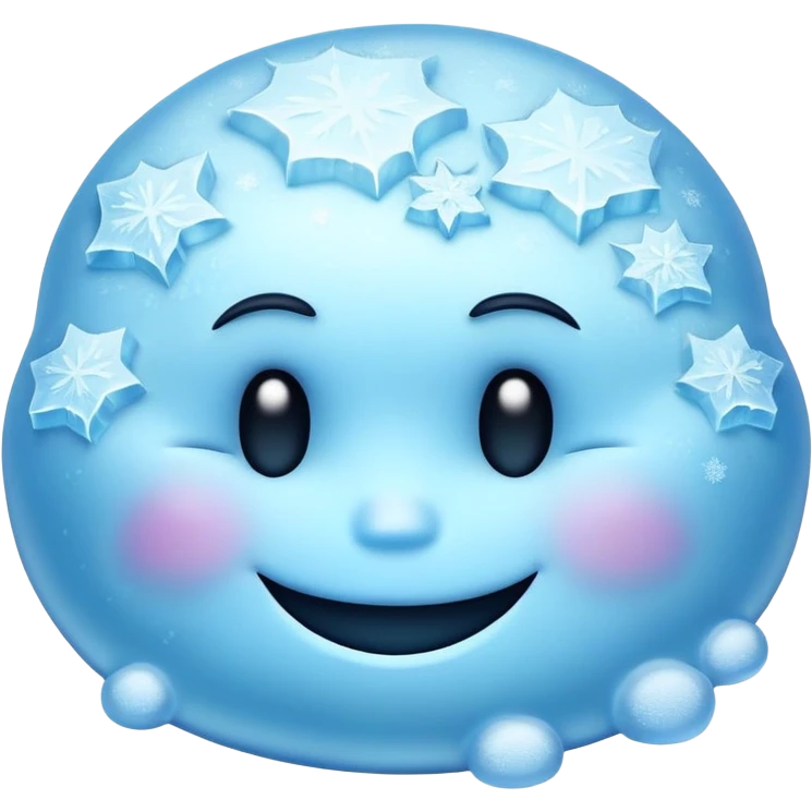 frozen smiley face sleeping, icy blue color, frosty details emoji