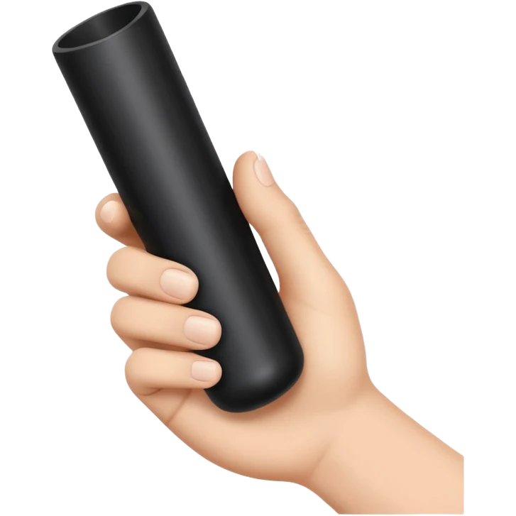 a hand holding a black tube emoji