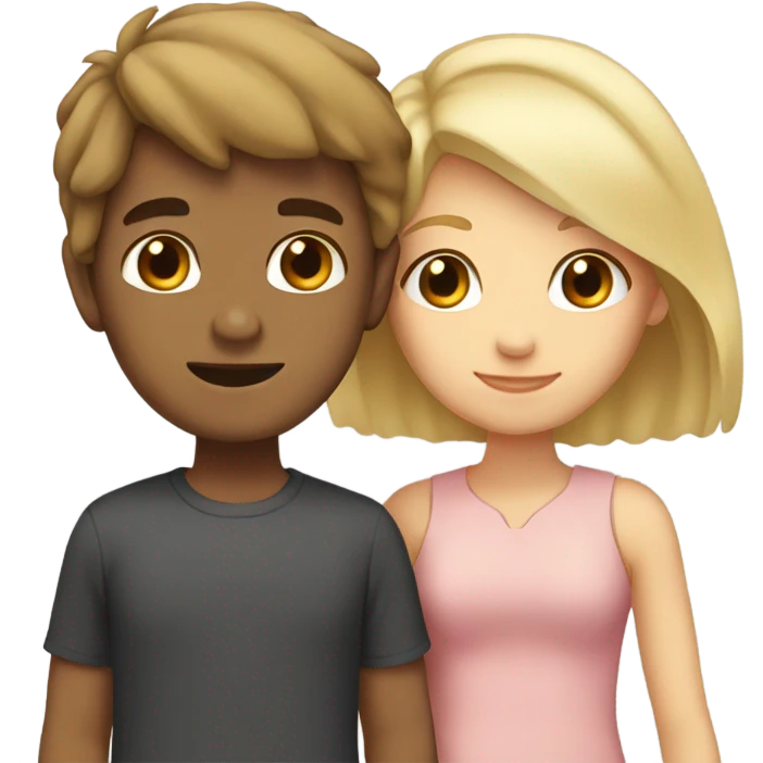 Boy with brown hair and  a girl with blonde hair love eachother very much emoji