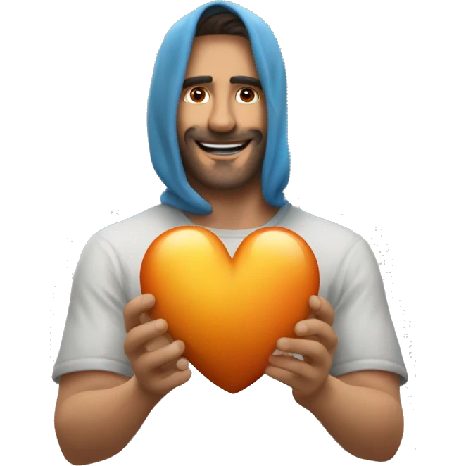 Un corazón anaranjado que tenga alas por lo lados y un corona flotando encima emoji