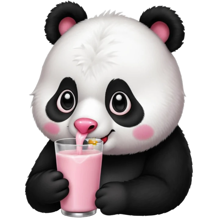 Panda drinking strawberry milk emoji