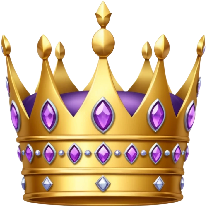 Golden crown with purple and silver gems emoji