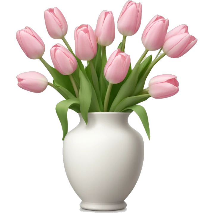 Light pink tulips in white vase emoji
