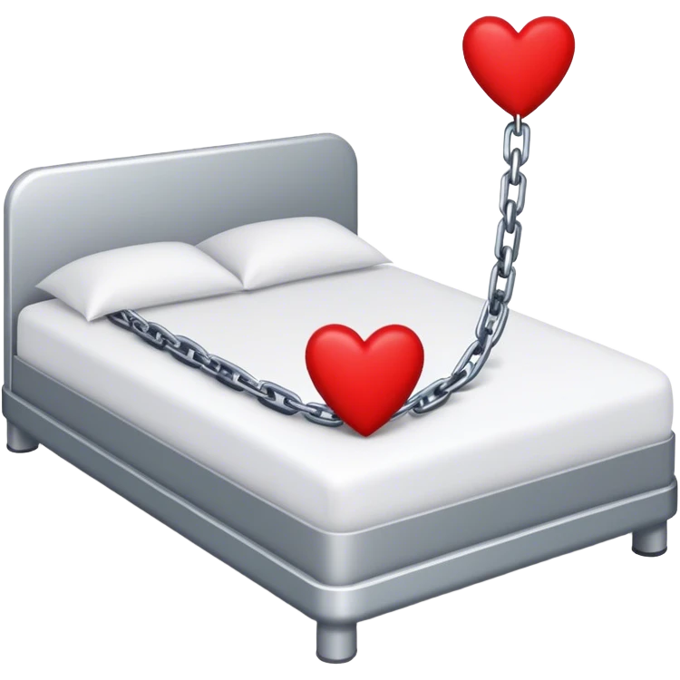 big metal chain with red hearts around on bed emoji