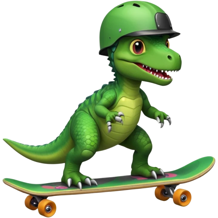 Dinosaur on a skateboard emoji