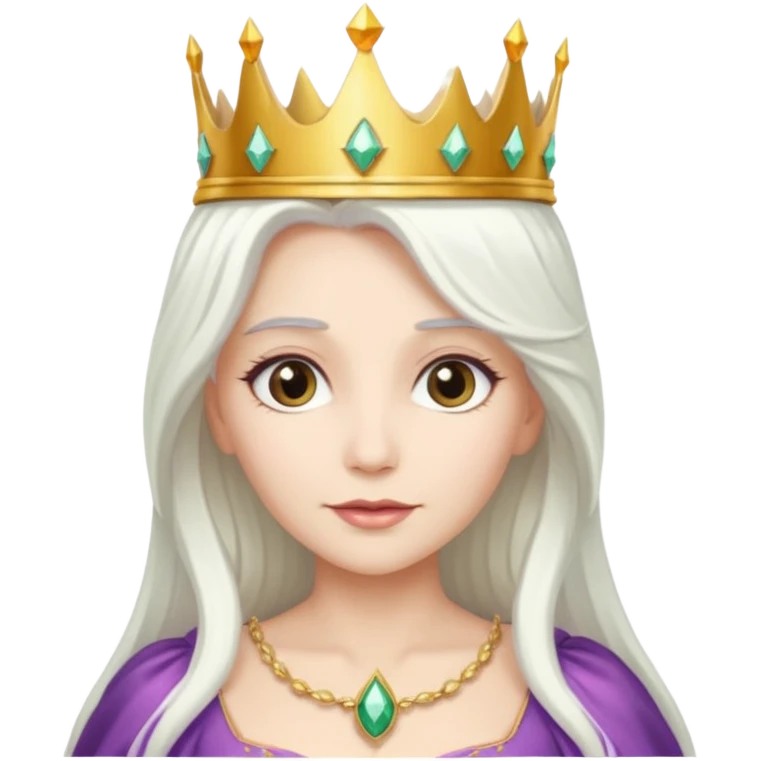 The Good Witch from The Land of Oz with long white hair, white outfit and crown emoji