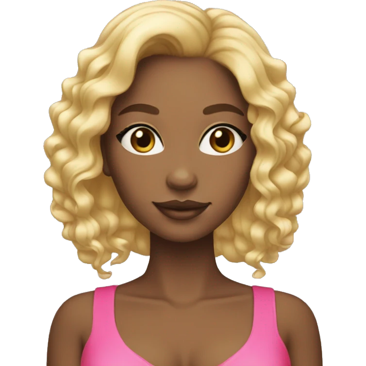 Black girl with blonde hair and pink coquette in her hair  emoji