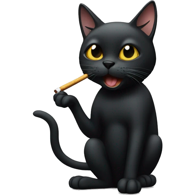 Black cat smoking a cigarette emoji