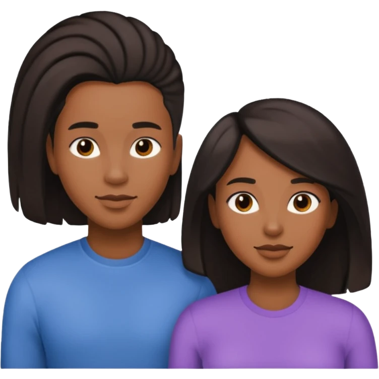 Black lesbian couple with one masculine with short hair and one feminine with long hair  emoji