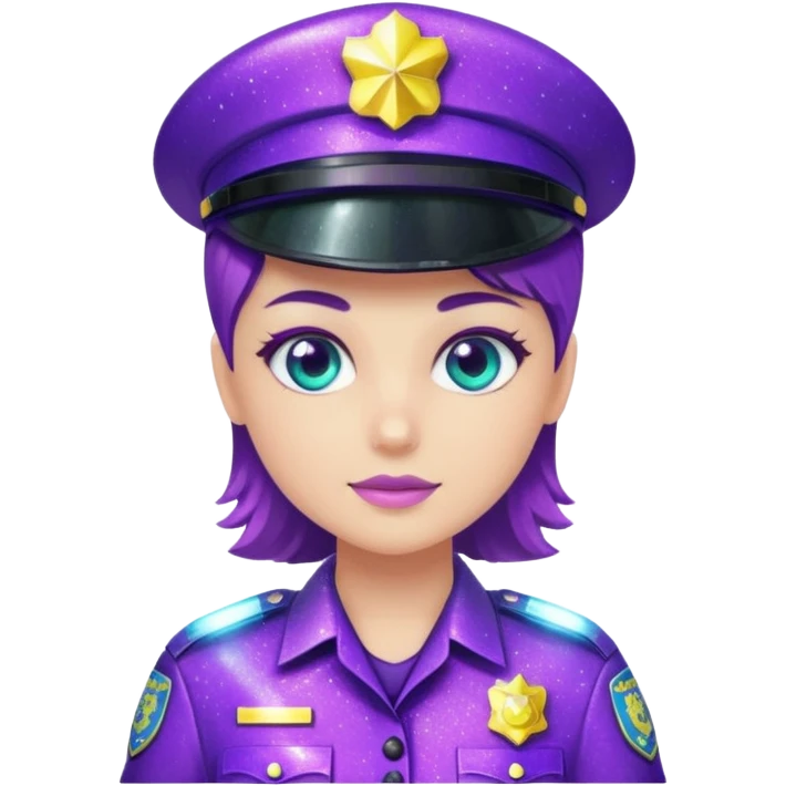 Glitter Purple and Cian police emoji