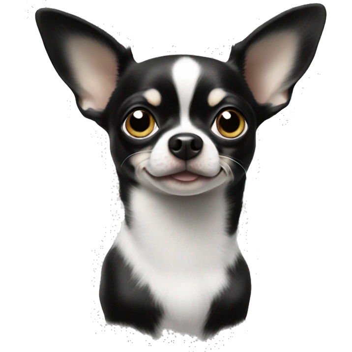 realistic black and white chihuahua staring at viewer emoji