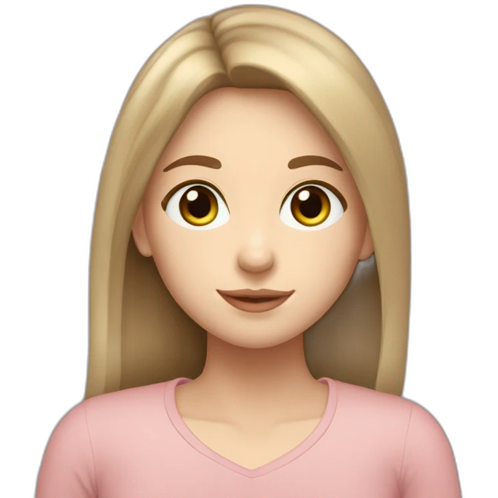 16-year-old Argentine girl with white skin. Medium green eyes. Light brown hair in the shape of a heart on the forehead. rounded face emoji