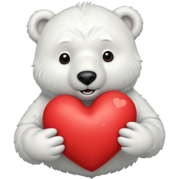 Create an animated polar bear mascot , squeezing a large red heart emoji